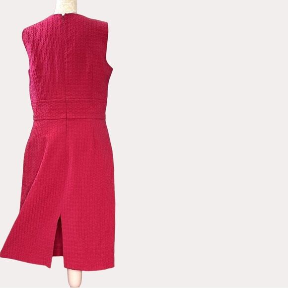 Eliza J New York Textured Woven Sheath Dress Bow Gold Button Pink S M? - Picture 4 of 9